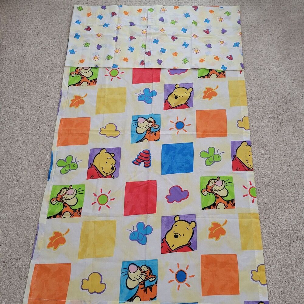 Vintage Winnie The Pooh Curtains 2 Valances Retro 90s Disney Nursery Baby Decor